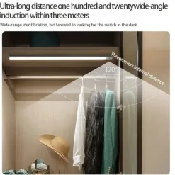 Ultra-Thin Wireless Magnetic Sensor LED Cabinet Lights, Human Body Induction with Rechargeable Wine Closet Light for Indoor Use 10/20/30/40cm
