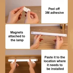 Under Cabinet Light Wireless Motion Sensor LED Light Bar LED Long Sense Light Rechargeable Magnetic Night Light For Corridor Kitchen Cabinet Stairs Hallway Wardrobe Home Room Decoration 1pc