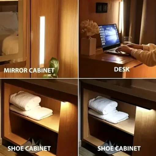 Under Cabinet Light Wireless Motion Sensor LED Light Bar LED Long Sense Light Rechargeable Magnetic Night Light For Corridor Kitchen Cabinet Stairs Hallway Wardrobe Home Room Decoration 1pc