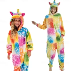 Unicorn Carnival Costume Kigurumi Pajamas Nightwear Halloween Group Family Costumes Kid's Adults' Unisex Men and Women Boys and Girls Funny Costume Party Home Wear Christmas Halloween Carnival Easy