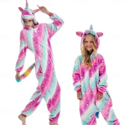 Unicorn Carnival Costume Kigurumi Pajamas Nightwear Halloween Group Family Costumes Kid's Adults' Unisex Men and Women Boys and Girls Funny Costume Party Home Wear Christmas Halloween Carnival Easy