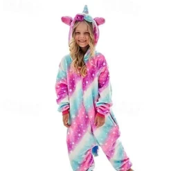 Unicorn Carnival Costume Kigurumi Pajamas Nightwear Halloween Group Family Costumes Kid's Adults' Unisex Men and Women Boys and Girls Funny Costume Party Home Wear Christmas Halloween Carnival Easy