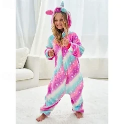Unicorn Carnival Costume Kigurumi Pajamas Nightwear Halloween Group Family Costumes Kid's Adults' Unisex Men and Women Boys and Girls Funny Costume Party Home Wear Christmas Halloween Carnival Easy