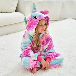 Unicorn Carnival Costume Kigurumi Pajamas Nightwear Halloween Group Family Costumes Kid's Adults' Unisex Men and Women Boys and Girls Funny Costume Party Home Wear Christmas Halloween Carnival Easy