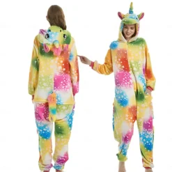 Unicorn Carnival Costume Kigurumi Pajamas Nightwear Halloween Group Family Costumes Kid's Adults' Unisex Men and Women Boys and Girls Funny Costume Party Home Wear Christmas Halloween Carnival Easy