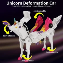 Unicorn Transforming Car Toy, Magnetic Cars Transform into Unicorn, Fun Collision Transformation Car Toys for Boys Girls, Party Favors Gift for Birthday Christmas