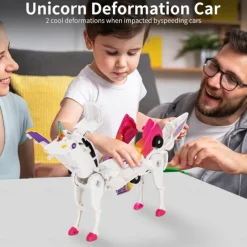 Unicorn Transforming Car Toy, Magnetic Cars Transform into Unicorn, Fun Collision Transformation Car Toys for Boys Girls, Party Favors Gift for Birthday Christmas