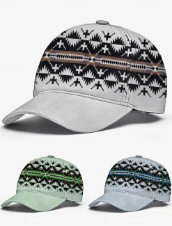Unisex Baseball Cap with Tribal Print, Adjustable Snapback Design, Lightweight and Breathable Fabric – Ideal for Casual Wear, Outdoor Activities, and Travel