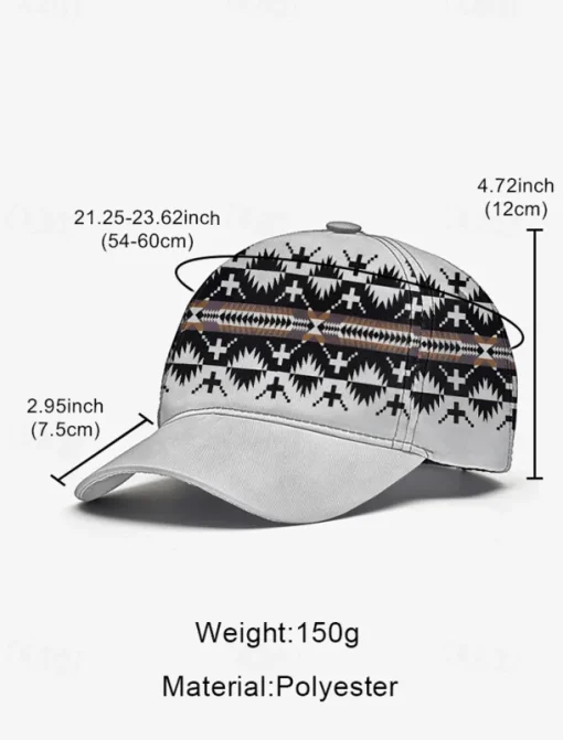 Unisex Baseball Cap with Tribal Print, Adjustable Snapback Design, Lightweight and Breathable Fabric – Ideal for Casual Wear, Outdoor Activities, and Travel