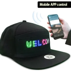Unisex Bluetooth LED Mobile Phone APP Controlled Baseball Hat Scroll Message Display Board Hip Hop Street Snapback Cap
