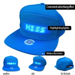 Unisex Bluetooth LED Mobile Phone APP Controlled Baseball Hat Scroll Message Display Board Hip Hop Street Snapback Cap