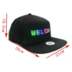 Unisex Bluetooth LED Mobile Phone APP Controlled Baseball Hat Scroll Message Display Board Hip Hop Street Snapback Cap