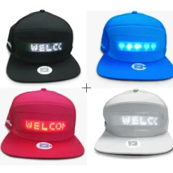 Unisex Bluetooth LED Mobile Phone APP Controlled Baseball Hat Scroll Message Display Board Hip Hop Street Snapback Cap