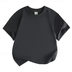 Unisex Boys Girls' 3D Solid Color Tee Short Sleeve Summer Spring Fashion Basic Kids 4-12 Years Crew Neck Outdoor Casual Daily Regular Fit