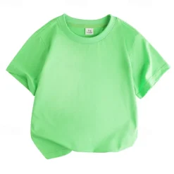 Unisex Boys Girls' 3D Solid Color Tee Short Sleeve Summer Spring Fashion Basic Kids 4-12 Years Crew Neck Outdoor Casual Daily Regular Fit