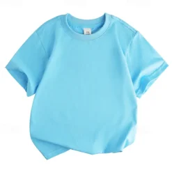 Unisex Boys Girls' 3D Solid Color Tee Short Sleeve Summer Spring Fashion Basic Kids 4-12 Years Crew Neck Outdoor Casual Daily Regular Fit