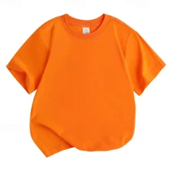 Unisex Boys Girls' 3D Solid Color Tee Short Sleeve Summer Spring Fashion Basic Kids 4-12 Years Crew Neck Outdoor Casual Daily Regular Fit