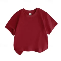 Unisex Boys Girls' 3D Solid Color Tee Short Sleeve Summer Spring Fashion Basic Kids 4-12 Years Crew Neck Outdoor Casual Daily Regular Fit