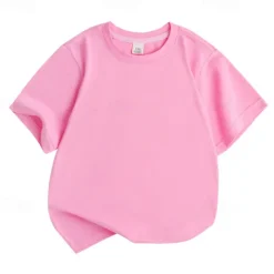 Unisex Boys Girls' 3D Solid Color Tee Short Sleeve Summer Spring Fashion Basic Kids 4-12 Years Crew Neck Outdoor Casual Daily Regular Fit