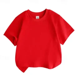 Unisex Boys Girls' 3D Solid Color Tee Short Sleeve Summer Spring Fashion Basic Kids 4-12 Years Crew Neck Outdoor Casual Daily Regular Fit