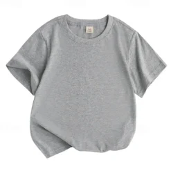 Unisex Boys Girls' 3D Solid Color Tee Short Sleeve Summer Spring Fashion Basic Kids 4-12 Years Crew Neck Outdoor Casual Daily Regular Fit