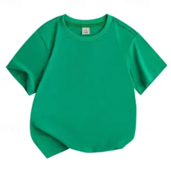 Unisex Boys Girls' 3D Solid Color Tee Short Sleeve Summer Spring Fashion Basic Kids 4-12 Years Crew Neck Outdoor Casual Daily Regular Fit