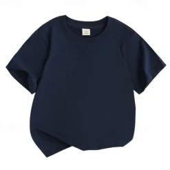 Unisex Boys Girls' 3D Solid Color Tee Short Sleeve Summer Spring Fashion Basic Kids 4-12 Years Crew Neck Outdoor Casual Daily Regular Fit