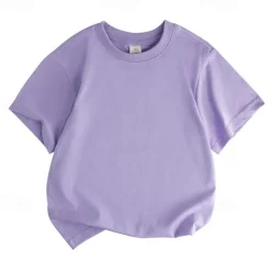 Unisex Boys Girls' 3D Solid Color Tee Short Sleeve Summer Spring Fashion Basic Kids 4-12 Years Crew Neck Outdoor Casual Daily Regular Fit