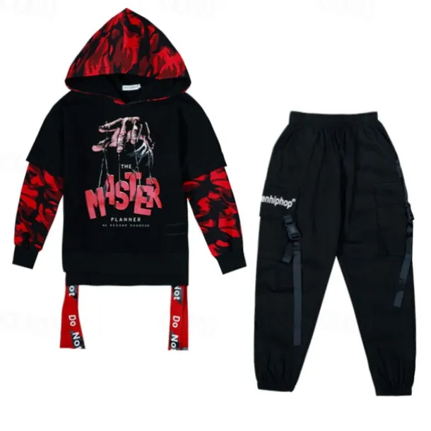 Unisex 3D Letter Hoodie & Sweatpants Set Clothing Set Long Sleeve Fall Winter Fashion Street Style Kids 3-13 Years Vacation Street Regular Fit