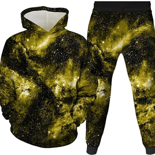 Unisex 3D Space Hoodie & Sweatpants Set Spring Fall Winter Sports Daily Kids 3-12 Years Outdoor Sports Loose Fit