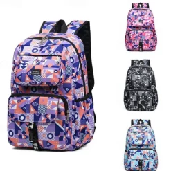 Unisex Geometric Print School Backpack – Lightweight Waterproof Bookbag for Teen Students, Ideal for Middle School, High School and Daily Travel