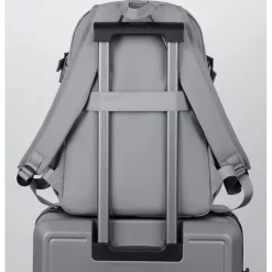 Unisex Gray Utility Backpack – Water-Resistant School and Travel Bag with Buckle Straps and Multiple Storage Pockets