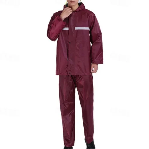 Unisex Hiking Raincoat Outdoor Waterproof Breathable Wind-Resistant Hiking Outfits Hiking Clothes Spring Autumn / Fall Rain Suit Rain Gear Hooded Coats Jacket and Pants Solid Color Black Red