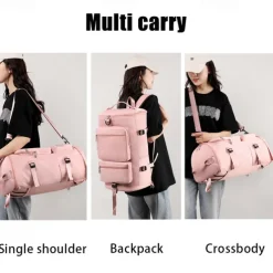 Unisex Large-Capacity Travel Backpack Duffel Bag with Shoe Compartment and Shoulder Strap, Multi-Carry Waterproof Sports Gym Bag for Students, Commuters, Weekend Trips, and Fitness Use