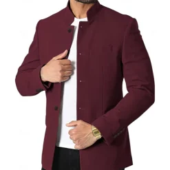 Unisex Lightweight Jacket Casual Jacket Chore Jacket Casual Daily Durable Pocket Spring & Fall Solid / Plain Color Athleisure Standing Collar Regular Black White Wine Dark Blue Jacket