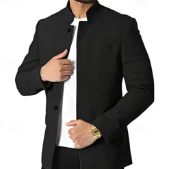 Unisex Lightweight Jacket Casual Jacket Chore Jacket Casual Daily Durable Pocket Spring & Fall Solid / Plain Color Athleisure Standing Collar Regular Black White Wine Dark Blue Jacket