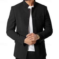 Unisex Lightweight Jacket Casual Jacket Chore Jacket Casual Daily Durable Pocket Spring & Fall Solid / Plain Color Athleisure Standing Collar Regular Black White Wine Dark Blue Jacket