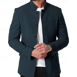 Unisex Lightweight Jacket Casual Jacket Chore Jacket Casual Daily Durable Pocket Spring & Fall Solid / Plain Color Athleisure Standing Collar Regular Black White Wine Dark Blue Jacket