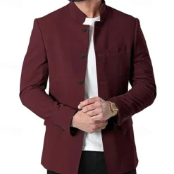 Unisex Lightweight Jacket Casual Jacket Chore Jacket Casual Daily Durable Pocket Spring & Fall Solid / Plain Color Athleisure Standing Collar Regular Black White Wine Dark Blue Jacket