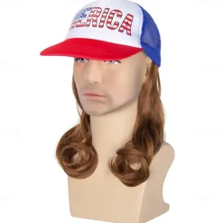 Unisex Loose Curly Hair Hat Adjustable Attached Hair Long Cap Baseball Hairstyle Hair Wig Hiphop For Women Girls And Men Boys Mullet Wig Halloween Wigs