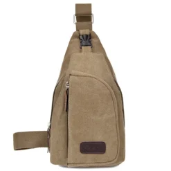 Unisex Sling Shoulder Bag Chest Bag Canvas Outdoor Sports Solid Colored Black Army Green Brown