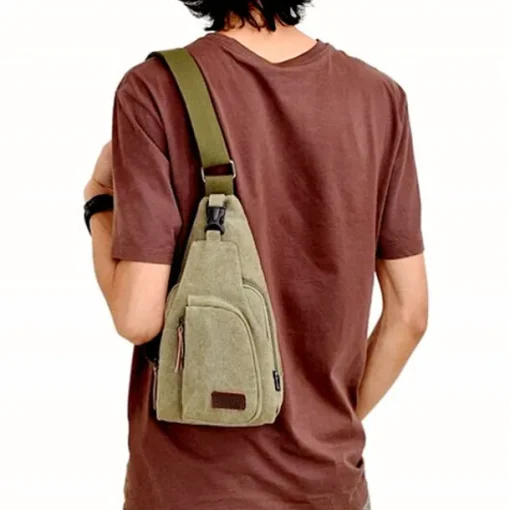 Unisex Sling Shoulder Bag Chest Bag Canvas Outdoor Sports Solid Colored Black Army Green Brown