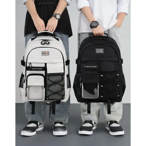 Unisex Waterproof School Backpack with Multi-Pocket Design and Laptop Compartment, Casual Large Capacity Travel Daypack for Students and Commuters