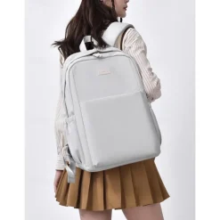 Unisex White Waterproof Laptop Backpack with Padded Compartment, Large Capacity Multi-Pocket School and Travel Bag for College, Work, and Daily Use