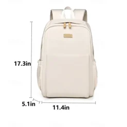 Unisex White Waterproof Laptop Backpack with Padded Compartment, Large Capacity Multi-Pocket School and Travel Bag for College, Work, and Daily Use