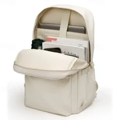 Unisex White Waterproof Laptop Backpack with Padded Compartment, Large Capacity Multi-Pocket School and Travel Bag for College, Work, and Daily Use