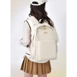 Unisex White Waterproof Laptop Backpack with Padded Compartment, Large Capacity Multi-Pocket School and Travel Bag for College, Work, and Daily Use