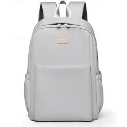 Unisex White Waterproof Laptop Backpack with Padded Compartment, Large Capacity Multi-Pocket School and Travel Bag for College, Work, and Daily Use
