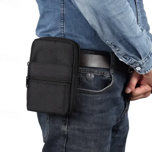 Universal 7.2 inch Denim Phone Case Waist Bag Zipper Bag Waist Hanging Diagonal Cross Bag