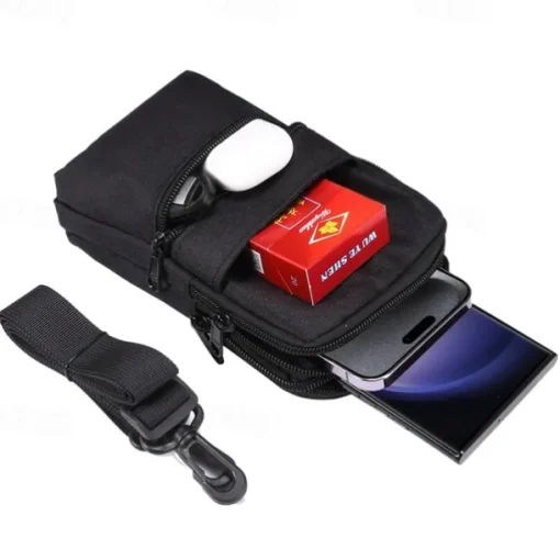 Universal 7.2 inch Denim Phone Case Waist Bag Zipper Bag Waist Hanging Diagonal Cross Bag